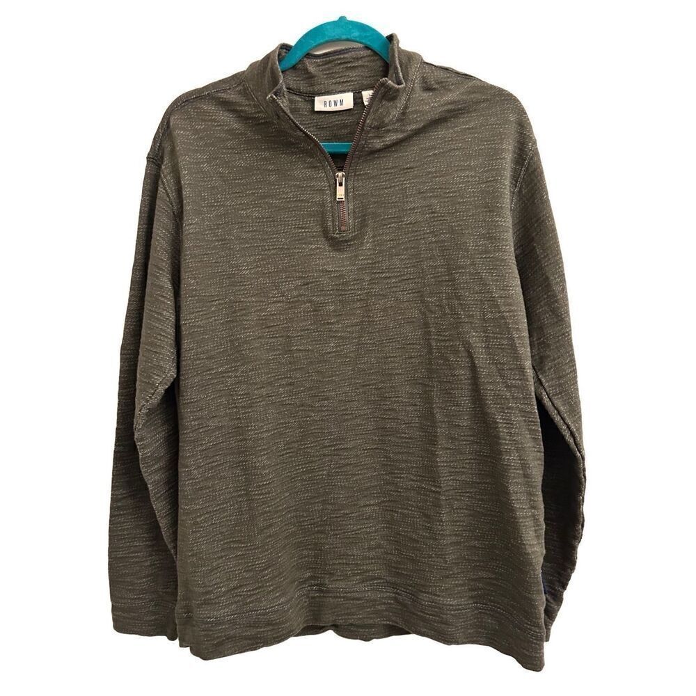 EUC ROWM quarter zip pullover sweater olive green L